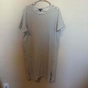 Buffalo David Bitton Women’s Tan Grey Strip Shortsleeve Tshirt Dress, Size Large